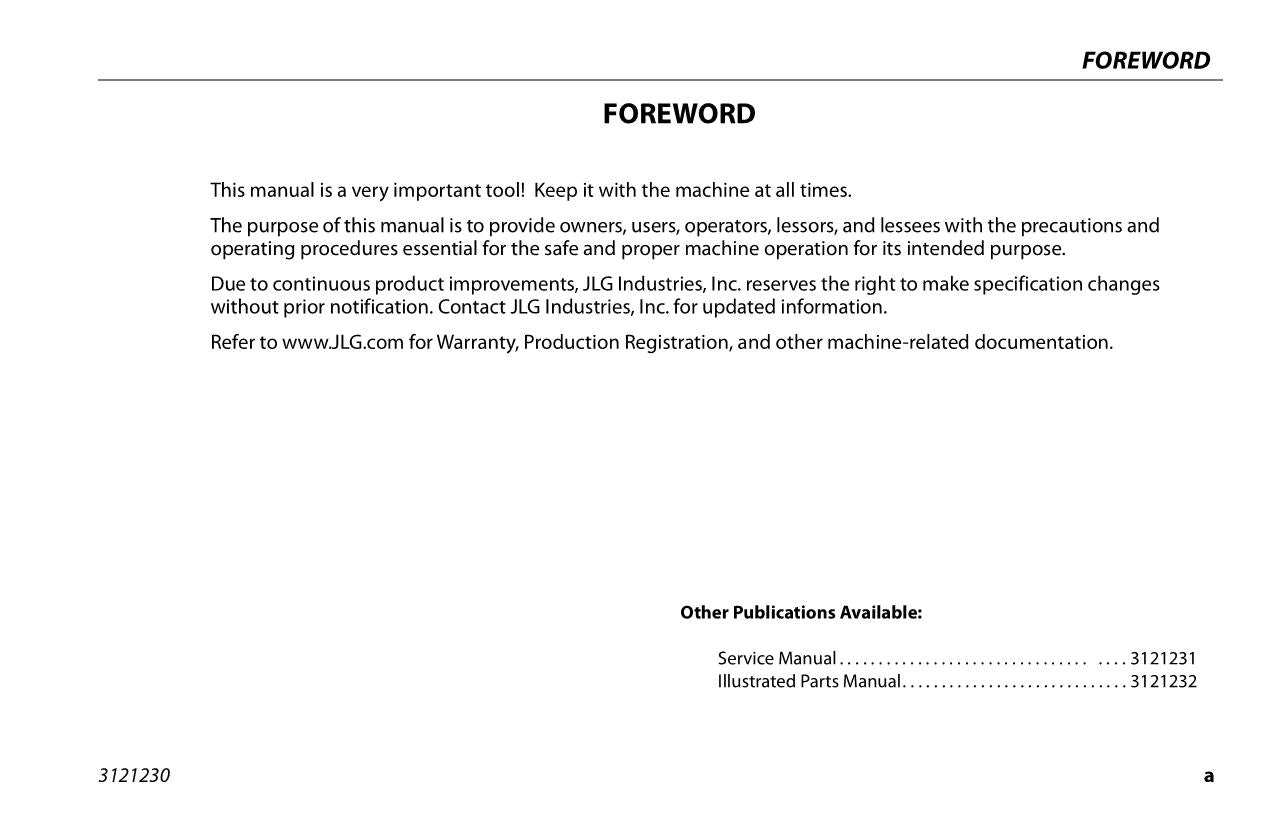 Manual del operador de mantenimiento y operación del mástil vertical JLG 15MSP 15MVL 20MSP 20MVL