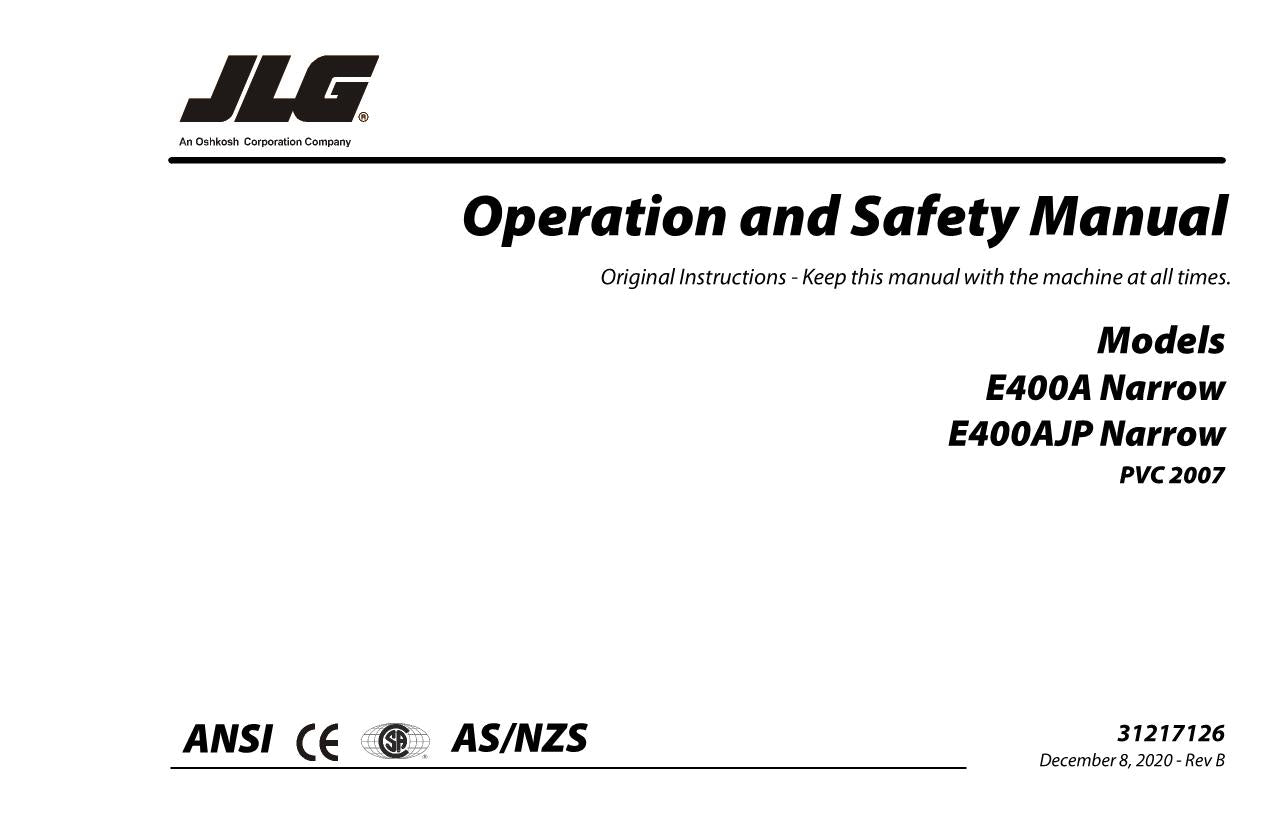 Manual del operador del elevador de pluma estrecha JLG E400AJP E400A 31217126