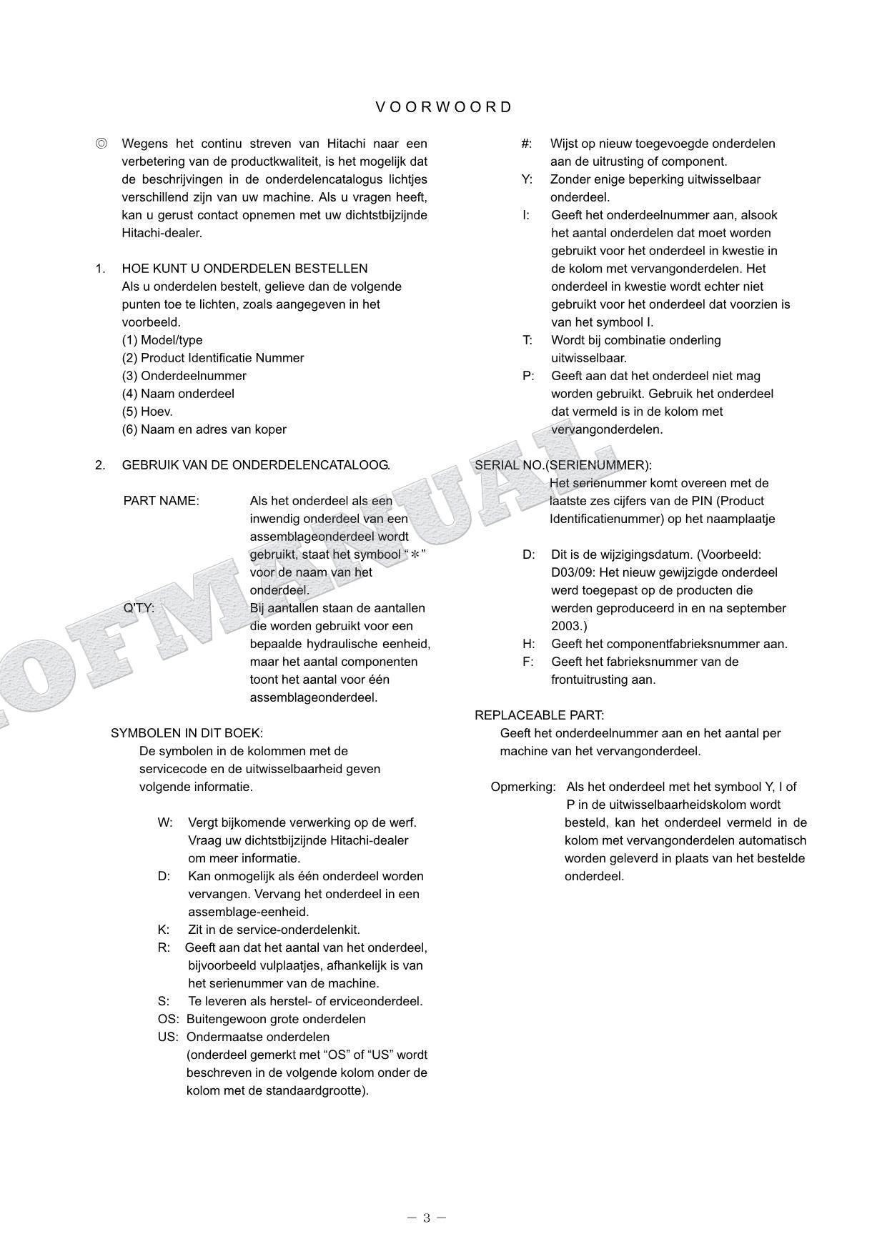 HITACHI ZAXIS ZX160LC Series ISUZU Engine Parts Catalog Manual