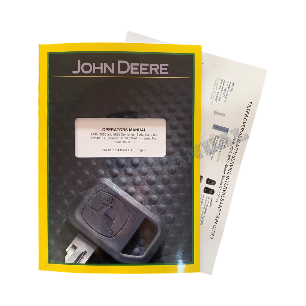 Manual del operador de la cosechadora John Deere 9450, 9550 y 9650 + ¡Extra! OMH202764