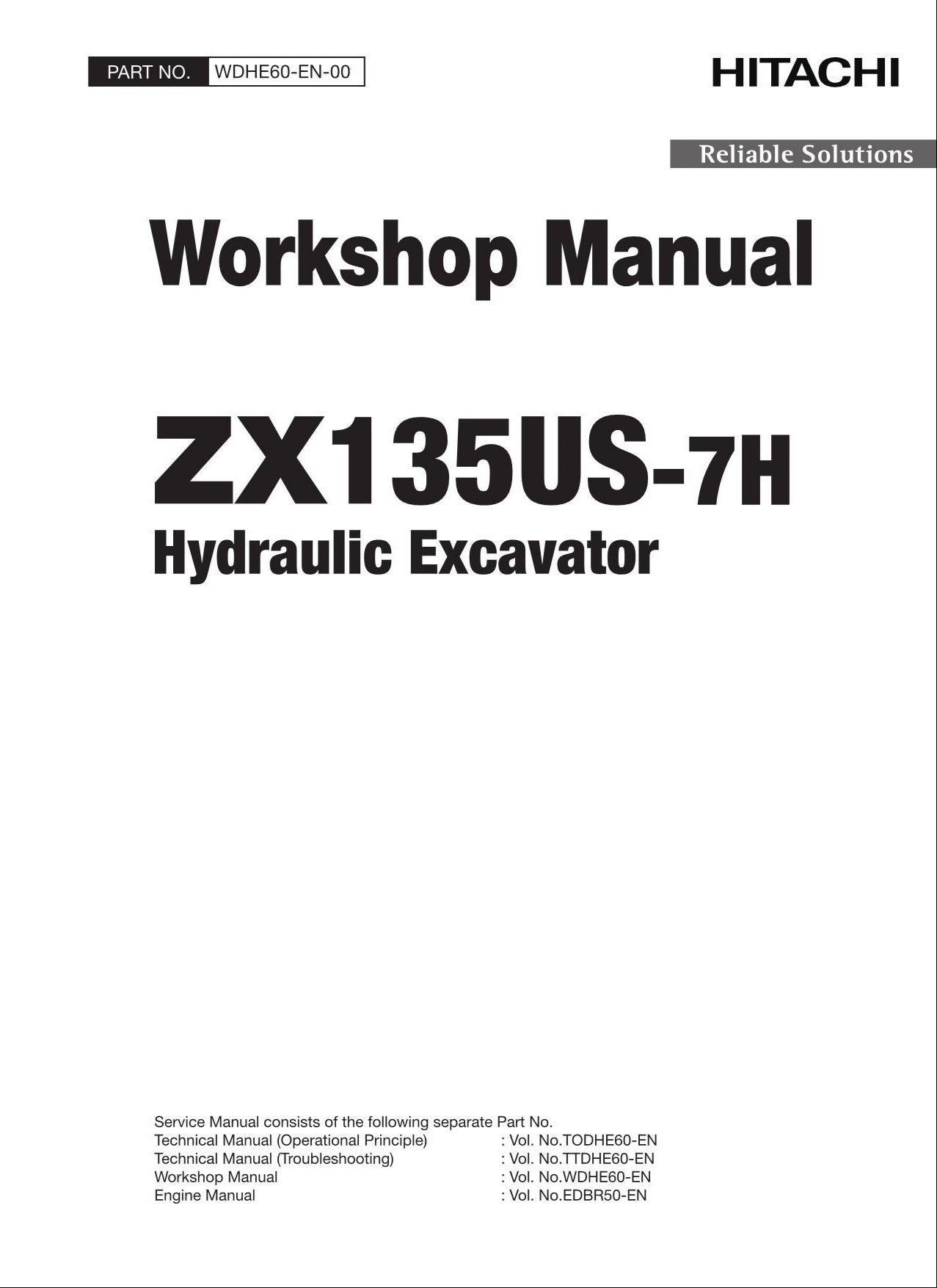 HITACHI ZAXIS ZX135US-7H Excavator Workshop Service Manual