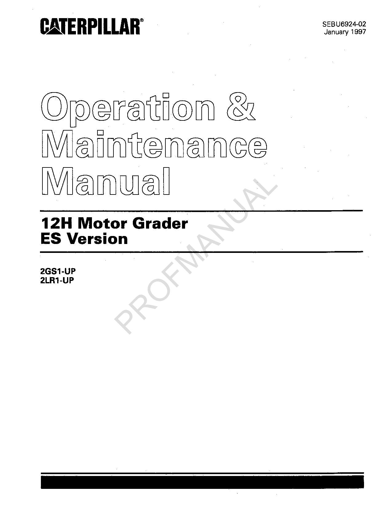 Manual de mantenimiento del operador de la motoniveladora Caterpillar 12H versión ES