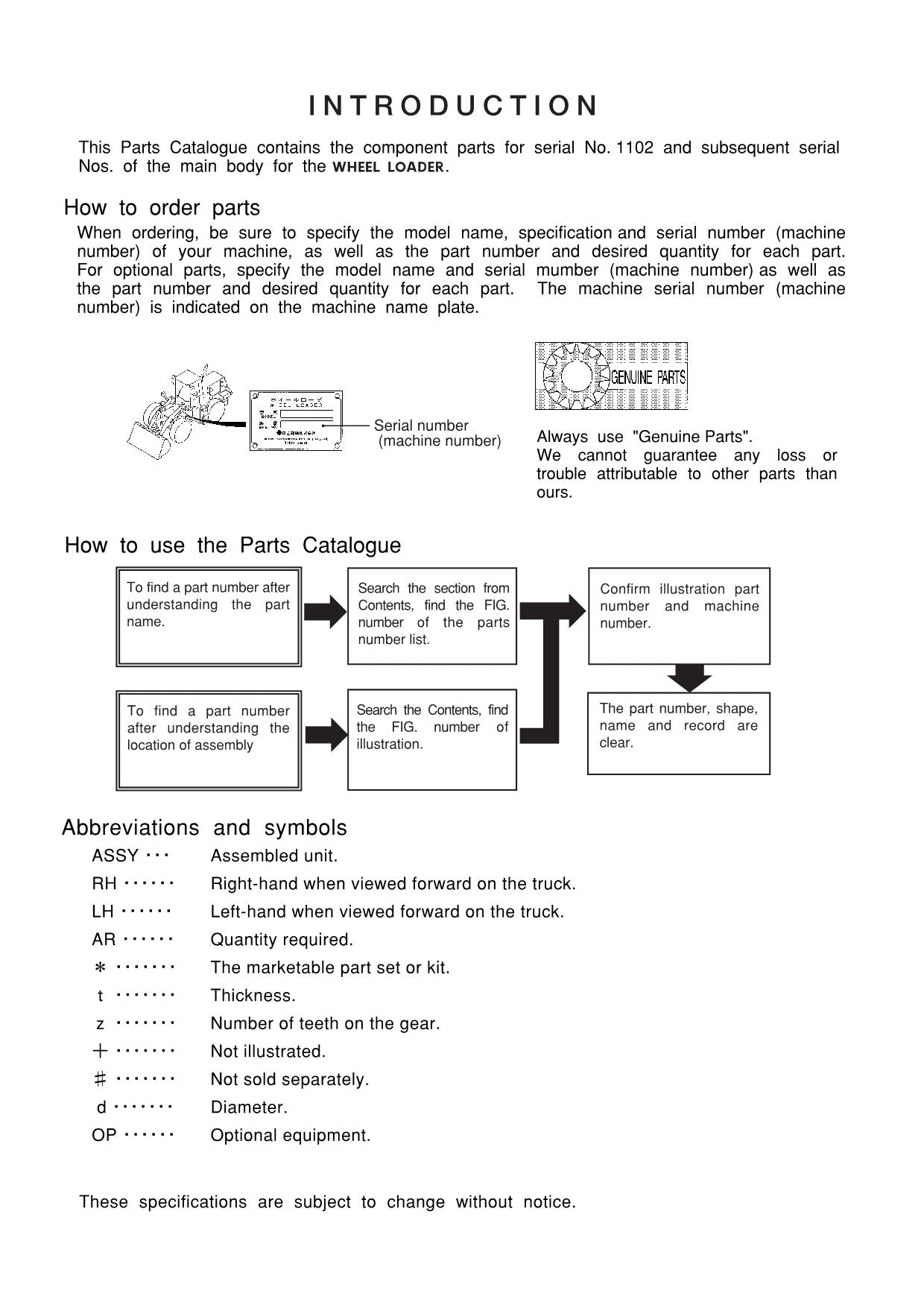 Hitachi LX300-7A Wheel Loader Parts Catalog Manual SN 001102-up