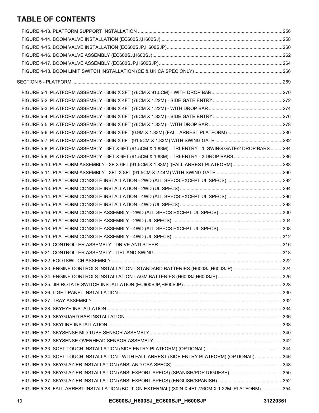 Manual del catálogo de piezas de plataformas elevadoras JLG EC600SJ EC600SJP H600SJ H600SJP