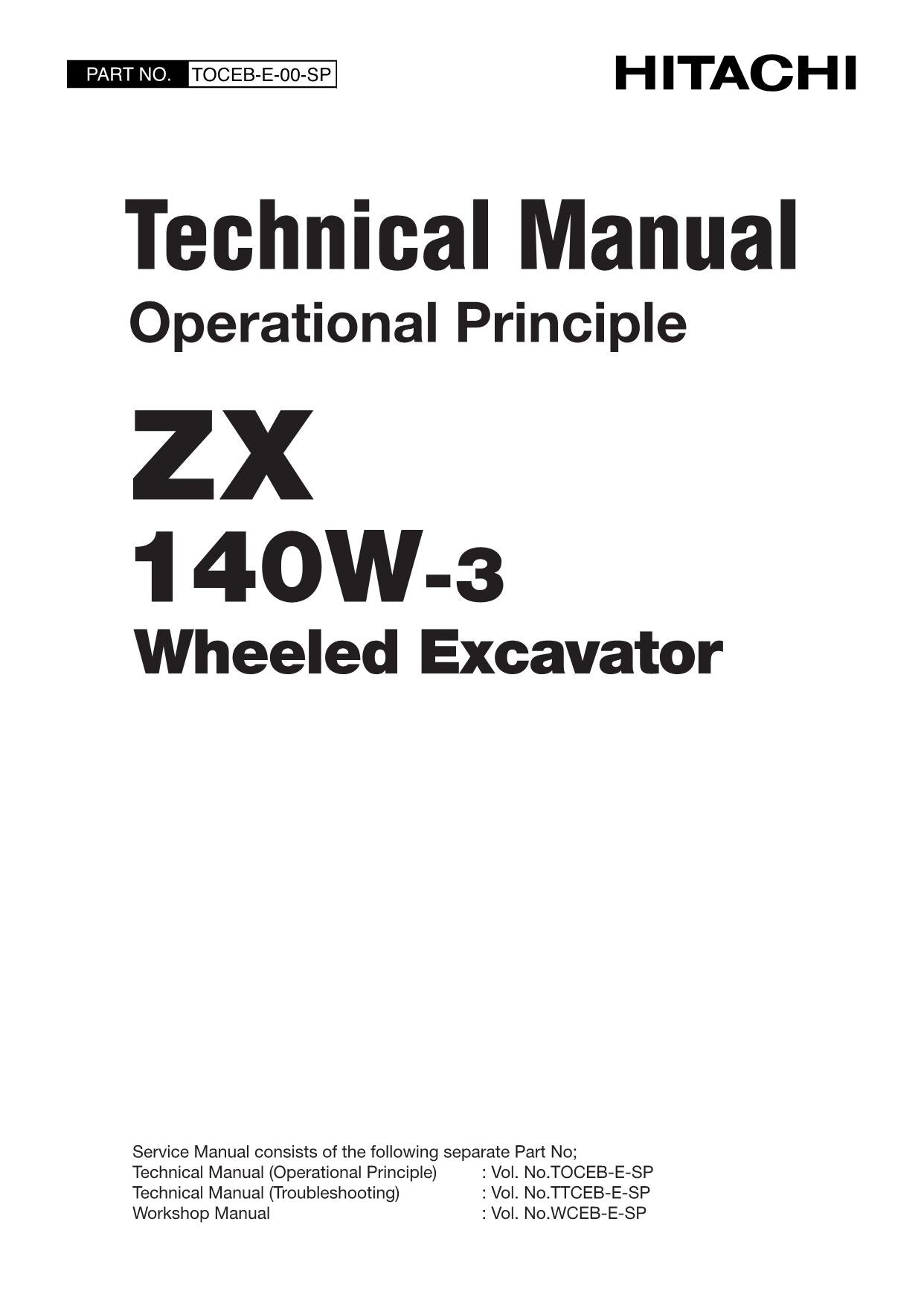 HITACHI ZX140W-3 Excavator Operational Principle EAR control Technical Manual