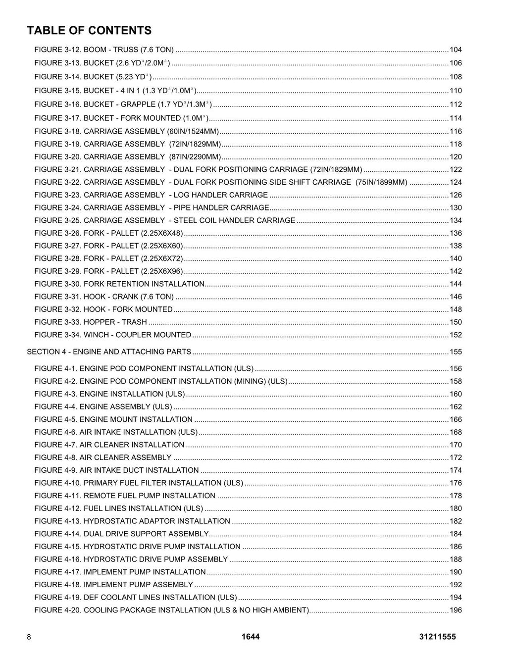 Manual del catálogo de piezas del manipulador telescópico JLG 1644 31211555
