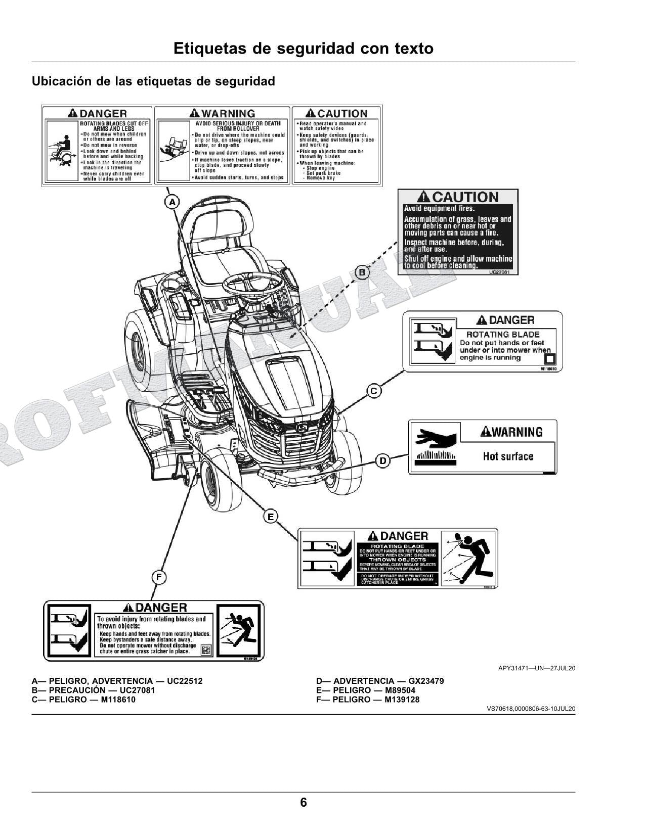 John Deere S220 S240 Tractor Manual del Operador SN S220 010001- 240 880001-