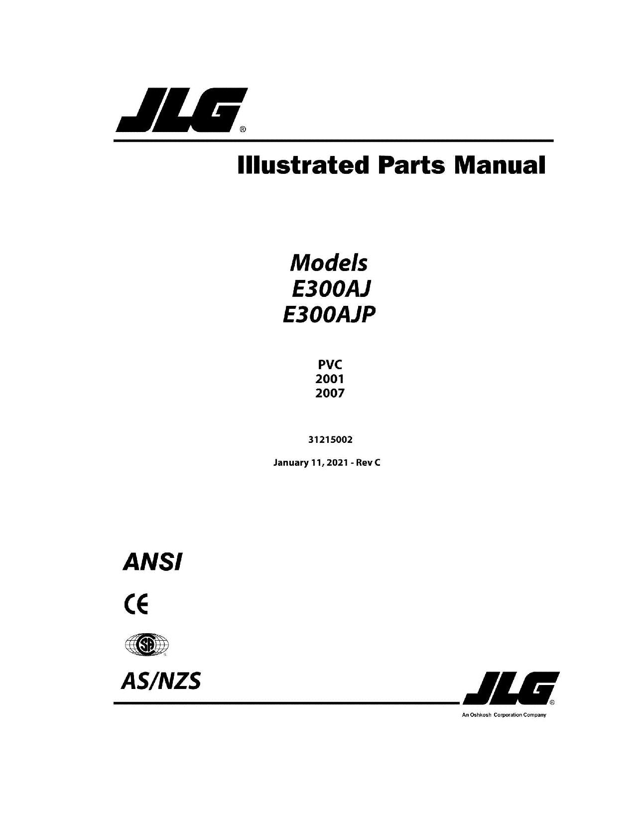 Manual del catálogo de piezas del elevador de pluma JLG E300AJ E300AJP 31215002