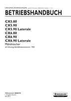 New Holland CX6 80 CX6 90 CX6 90 LATERALE Mähdrescher Betriebsanleitung Ab 1984