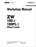 Hitachi ZW180-7 ZW180PL-7 Wheel Loader Workshop Manual