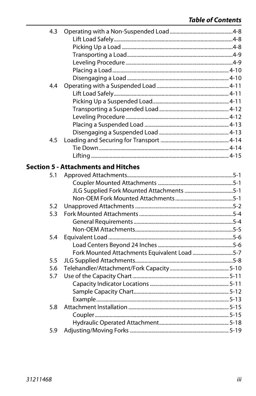 Manual del operador de mantenimiento y operación del manipulador telescópico JLG 832 925 31211468