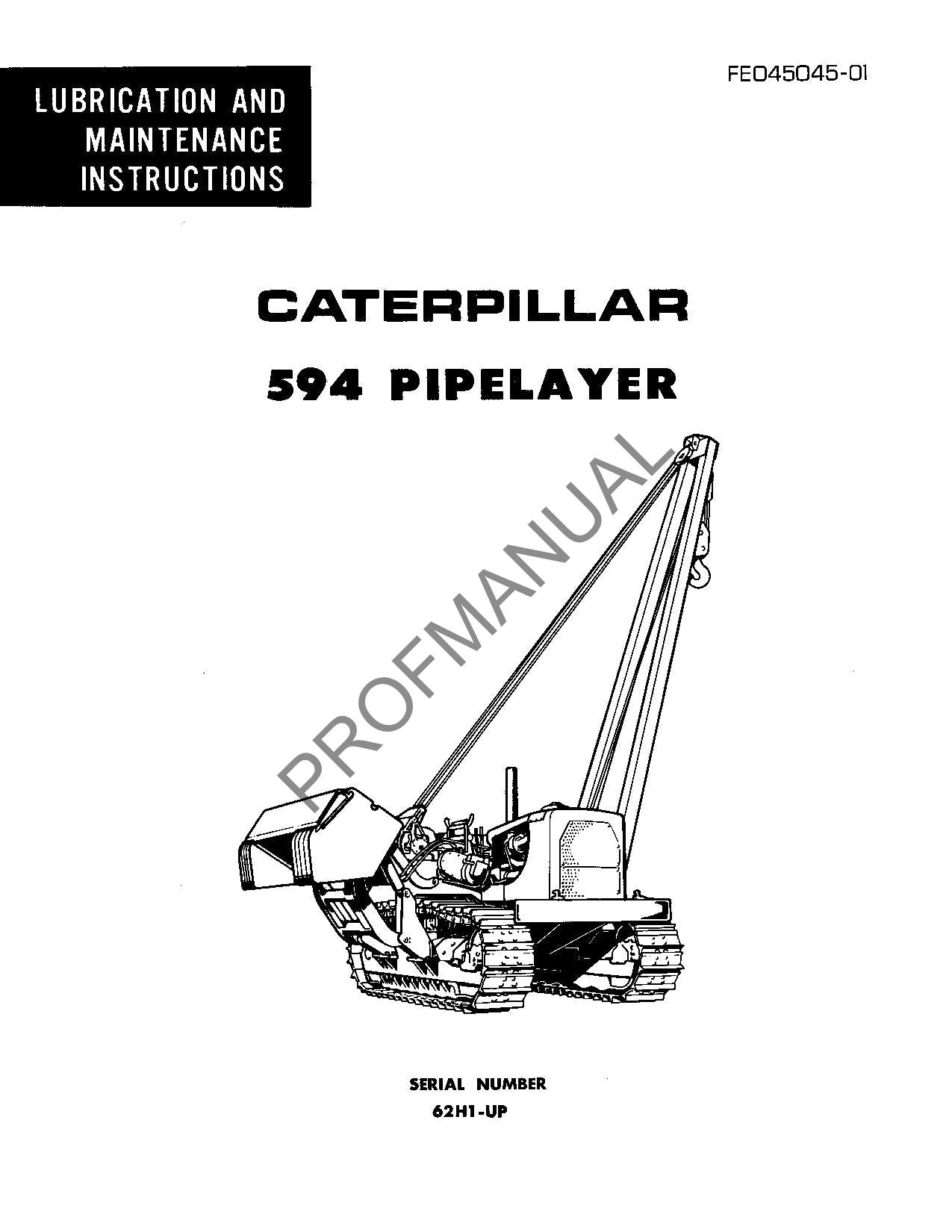 Manual de mantenimiento del operador de lubricación del tiendetubos Caterpillar 594
