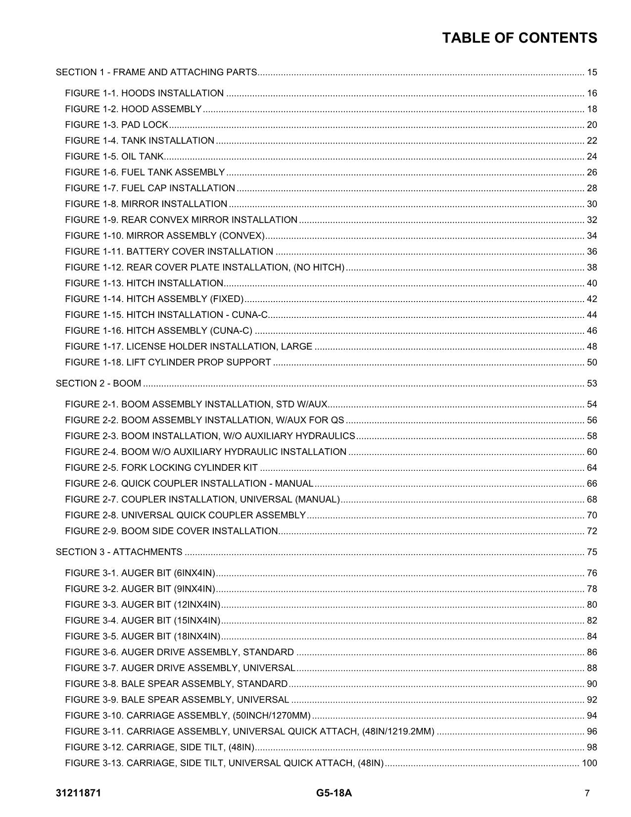 Manual del catálogo de piezas del manipulador telescópico JLG G5-18A 31211871