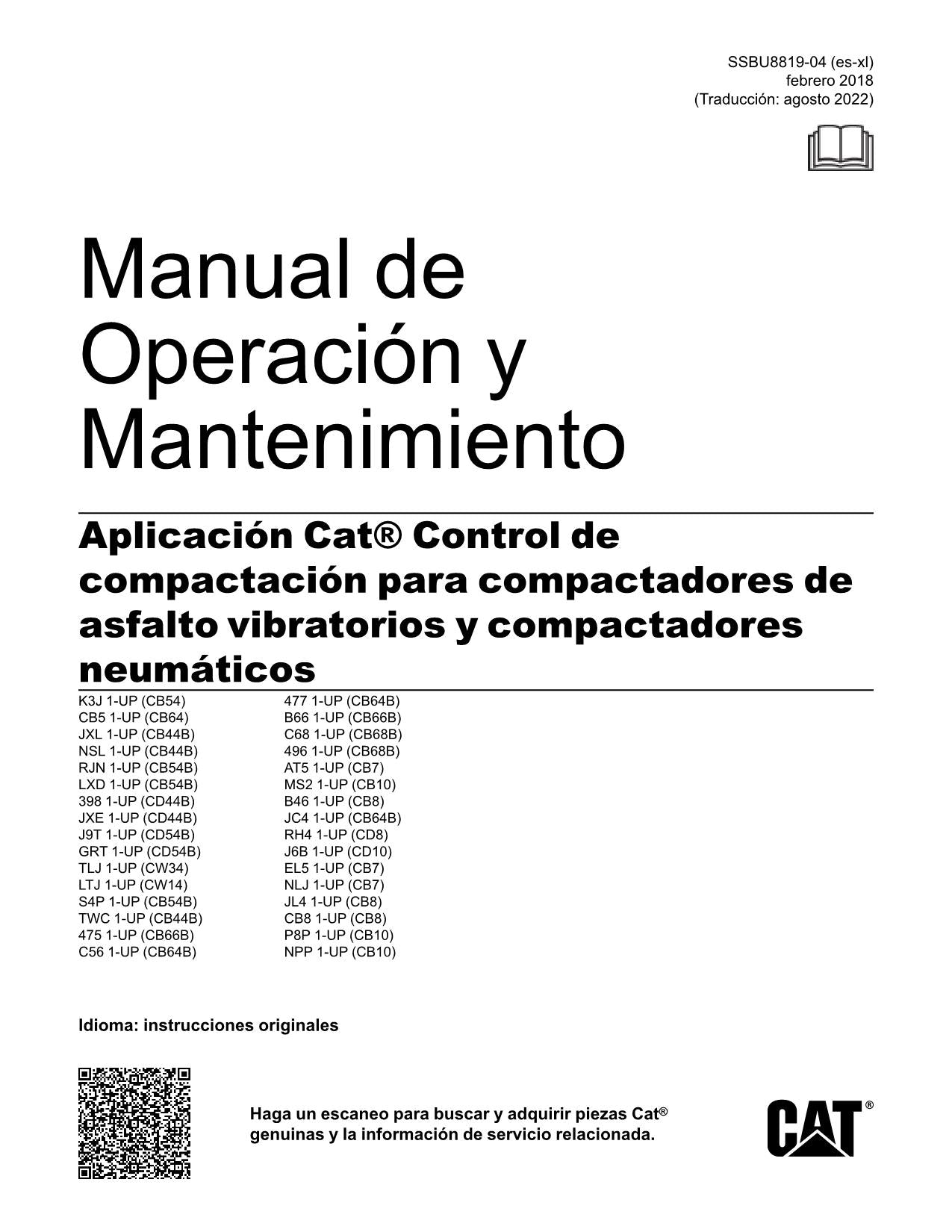 Caterpillar CB68B CB54B CB7 CB10 CD44B Compactadora Manual de Operación Español