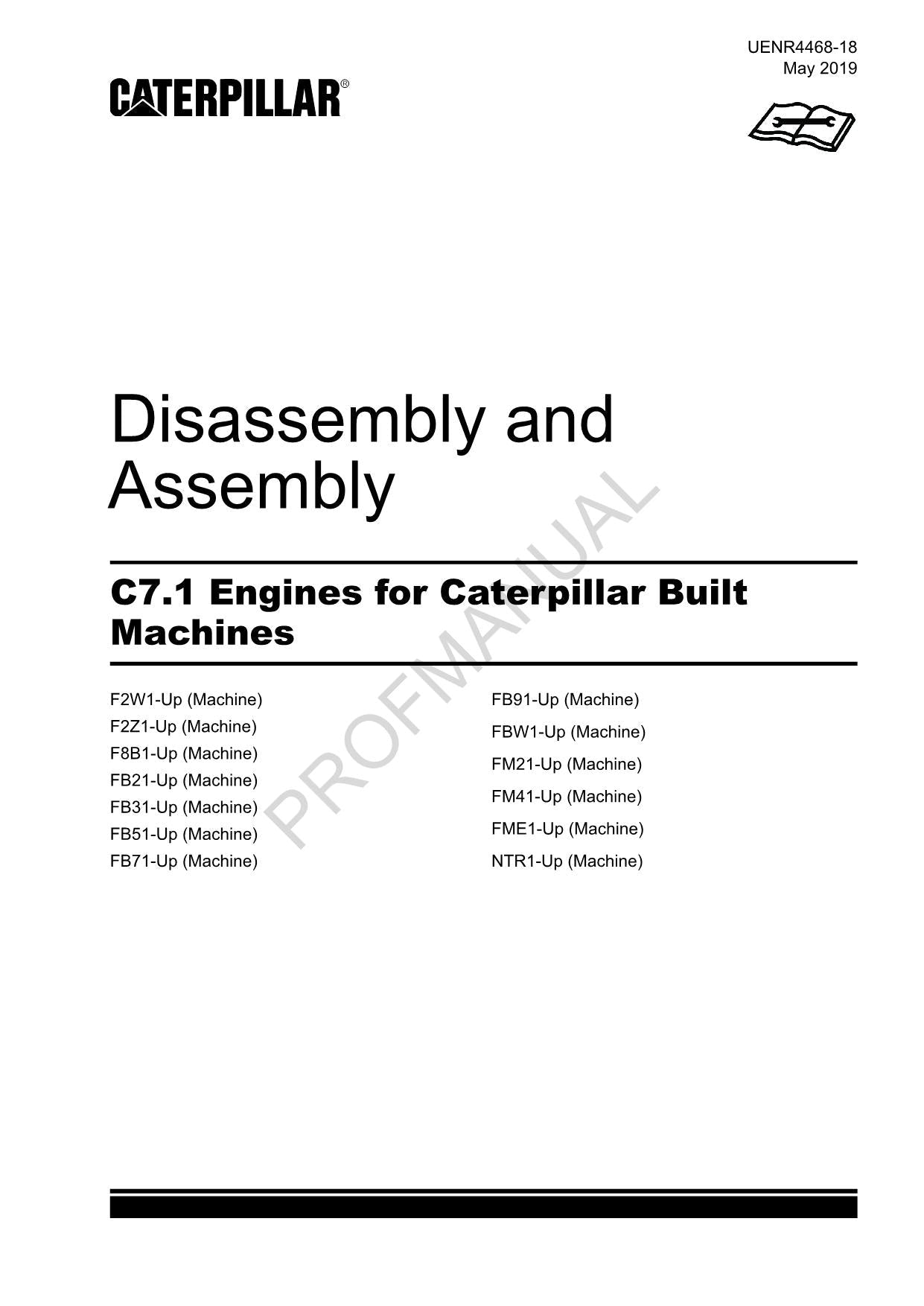 Manual de servicio de desmontaje y ensamblaje del motor Caterpillar C7.1 UENR4468