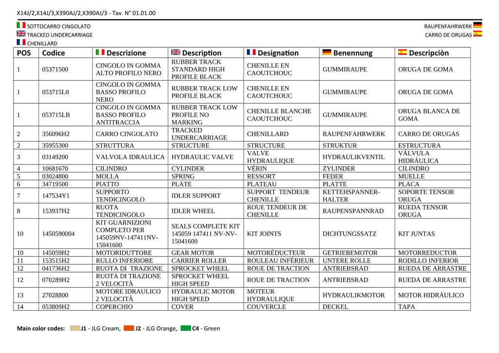 JLG X14J X390AJ Compact Crawler Boom Parts Catalog Manual