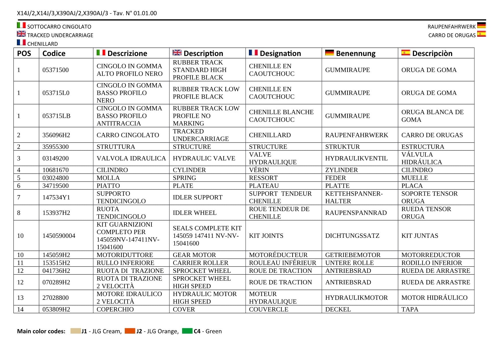 JLG X14J X390AJ Compact Crawler Boom Parts Catalog Manual