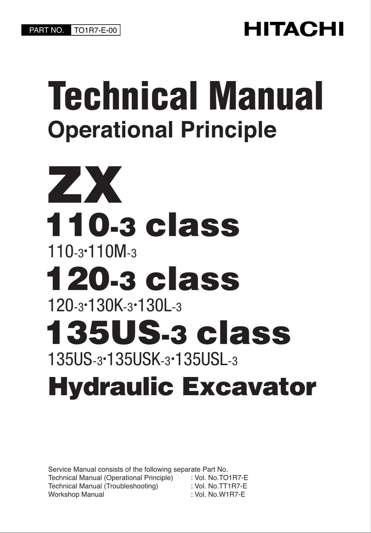 HITACHI ZX135US-3Class Excavator Operational Principle Technical Manual
