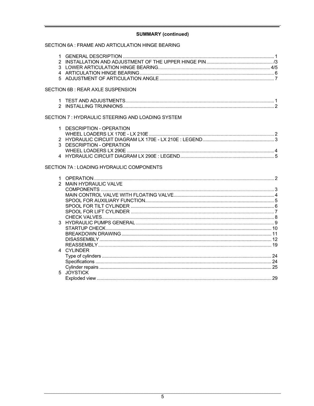 Hitachi LX170E LX210E LX290E Wheel Loader Service Manual