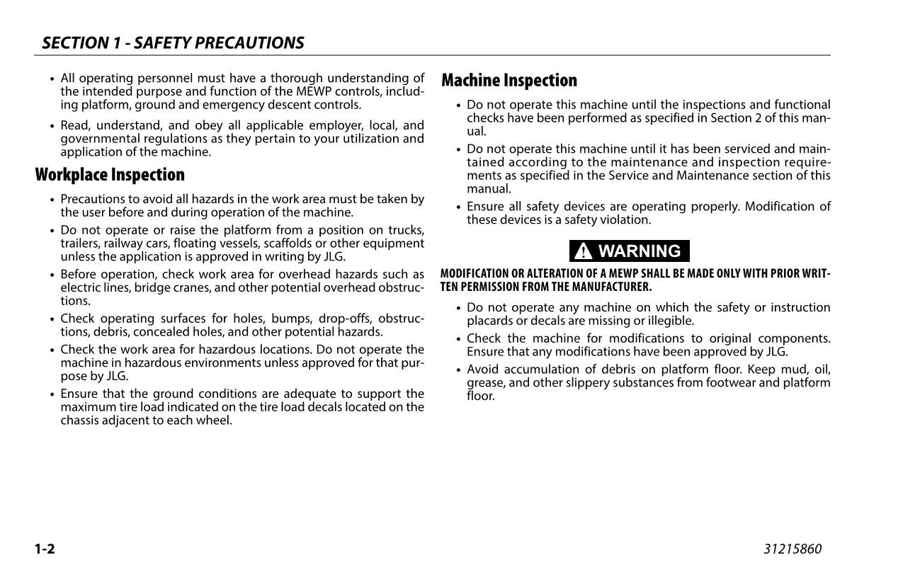 Manual del operador del mástil vertical JLG Ecolift 40 Ecolift 50 Ecolift 70