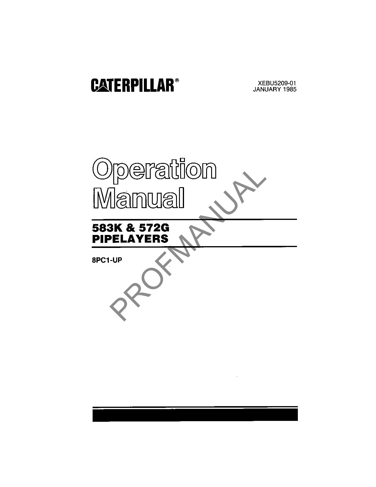 Manual de mantenimiento del operador del tiendetubos Caterpillar 583K 572G 8PC1-Up