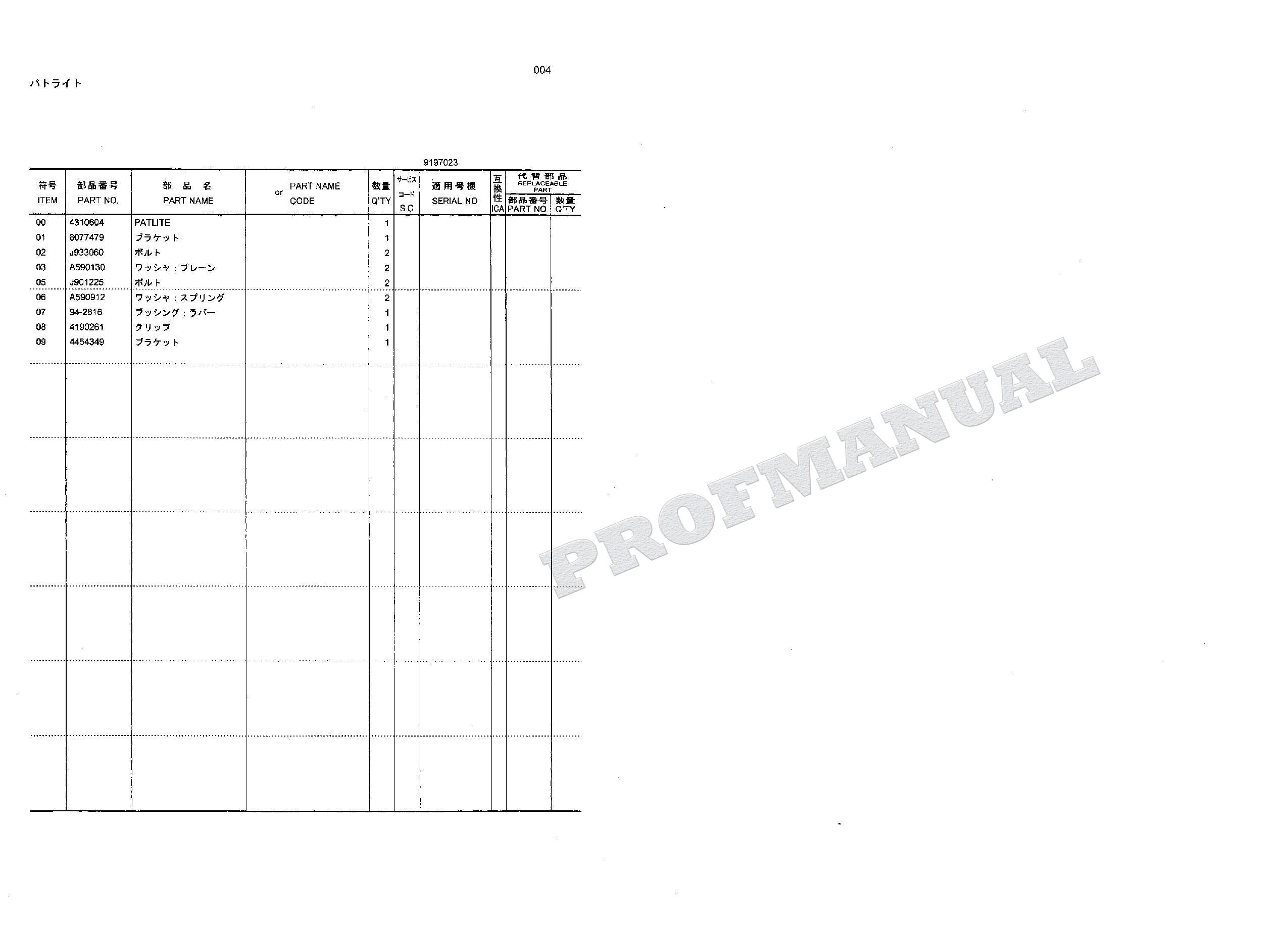 HITACHI ZAXIS ZX110 ZX110M ZX110-E ML Clane Excavator Parts Catalog Manual