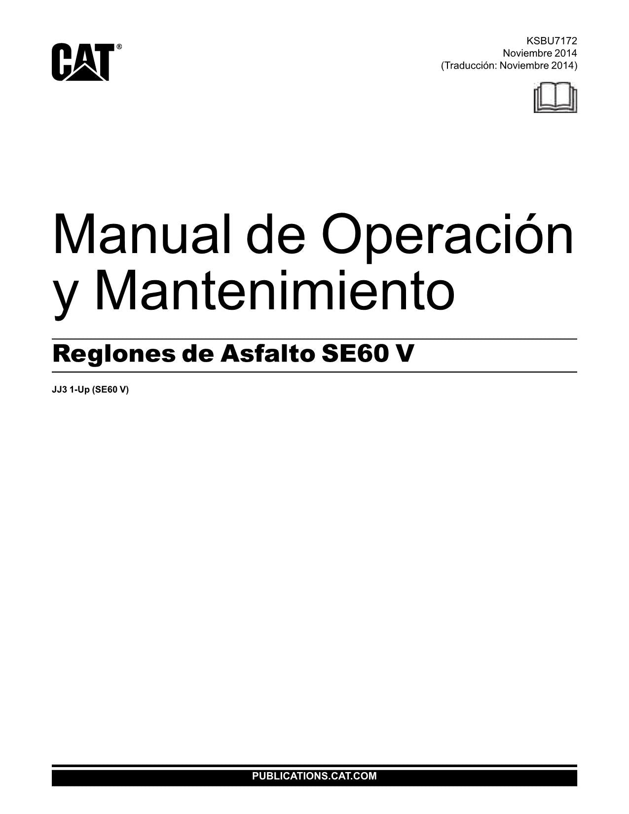 Caterpillar SE60 V Pavimentadora de asfalto Manual de Operación y Mantenimiento