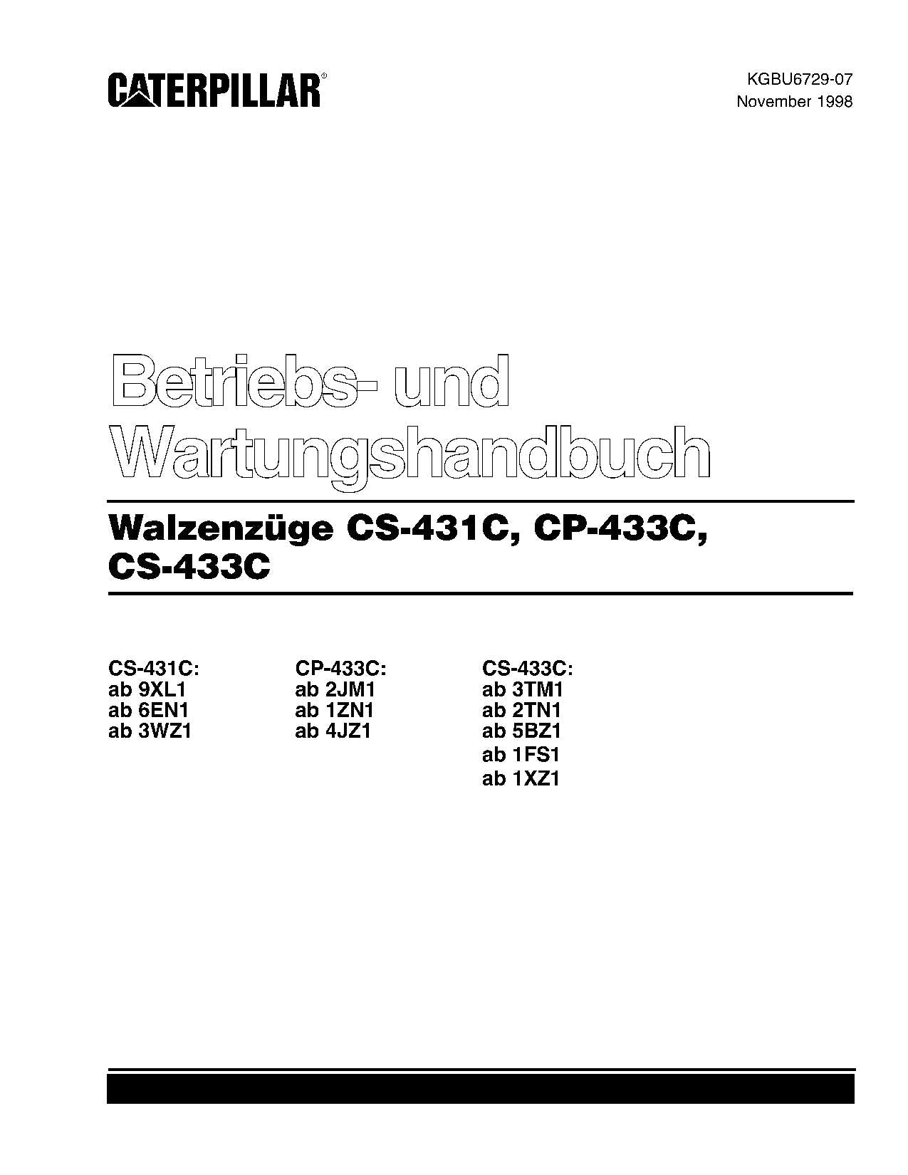 Caterpillar CS 431C CP 433C CS 433C Kompaktoren Betriebsanleitung