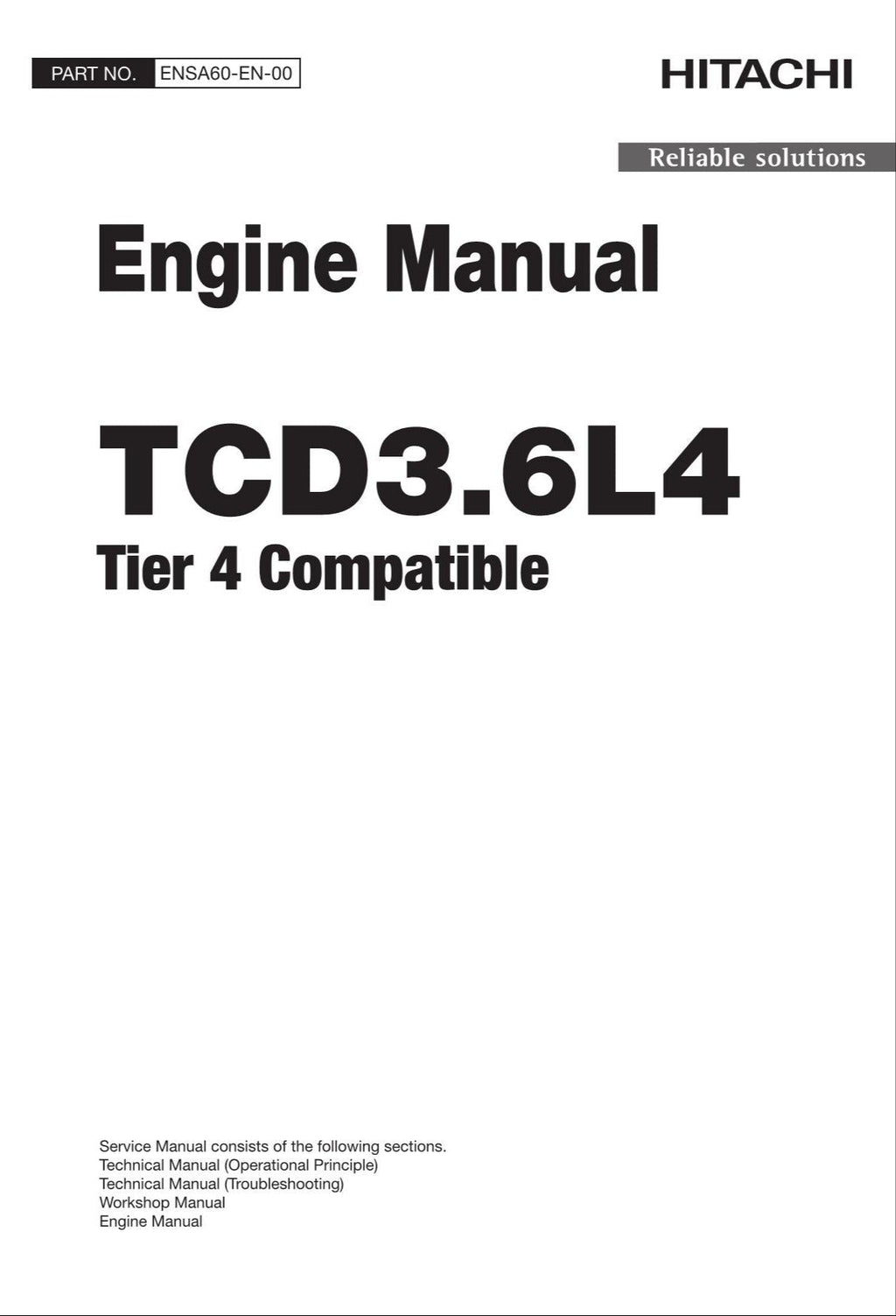 Hitachi TCD3.6L4 Tier 4 Compatible Wheel Loader Engine Manual