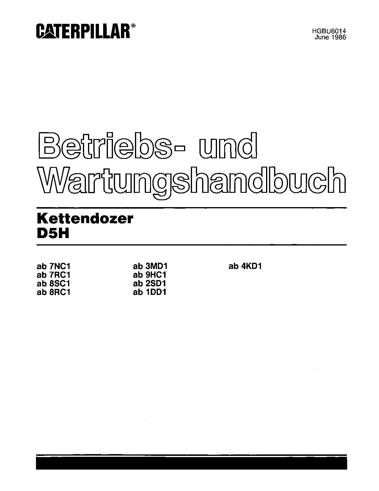 Caterpillar D5H Bulldozer Betriebsanleitung Wartungshandbuch