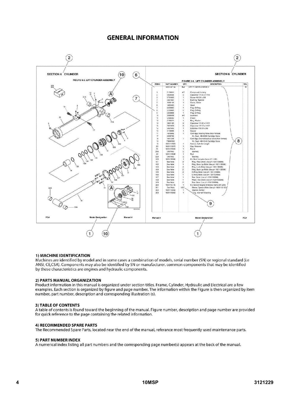 JLG 10MSP Vertical Mast Parts Catalog Manual 130000001-0130032507