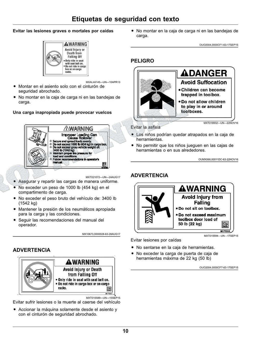 John Deere XUV835E XUV835R XUV835M cocodrilo Manual del Operador Español