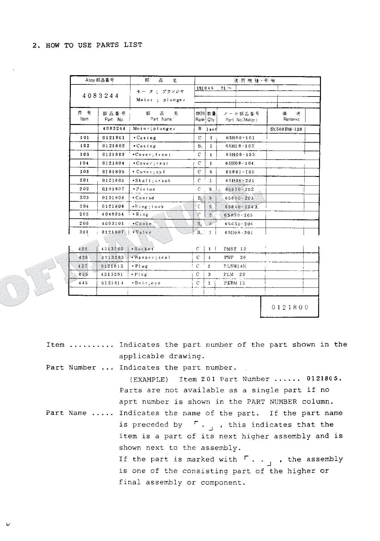 HITACHI UH04-5 UH052 Equipment Component Excavator Parts Catalog Manual