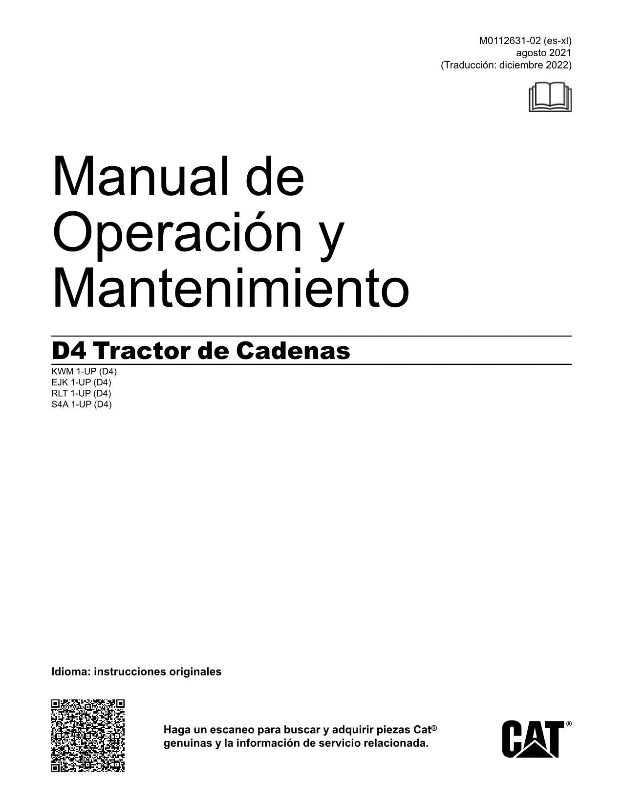 Caterpillar D4 Tractor de Cadenas Manual de Operación y Mantenimiento Español