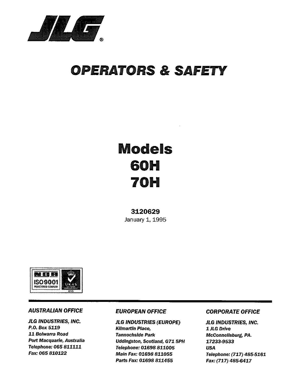 Manual del operador de mantenimiento y operación de elevadores de tijera JLG 60H 70H