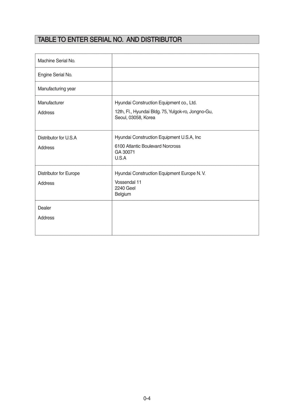 Hyundai R140LC-9S CRAWLER EXCAVATOR Operators Manual