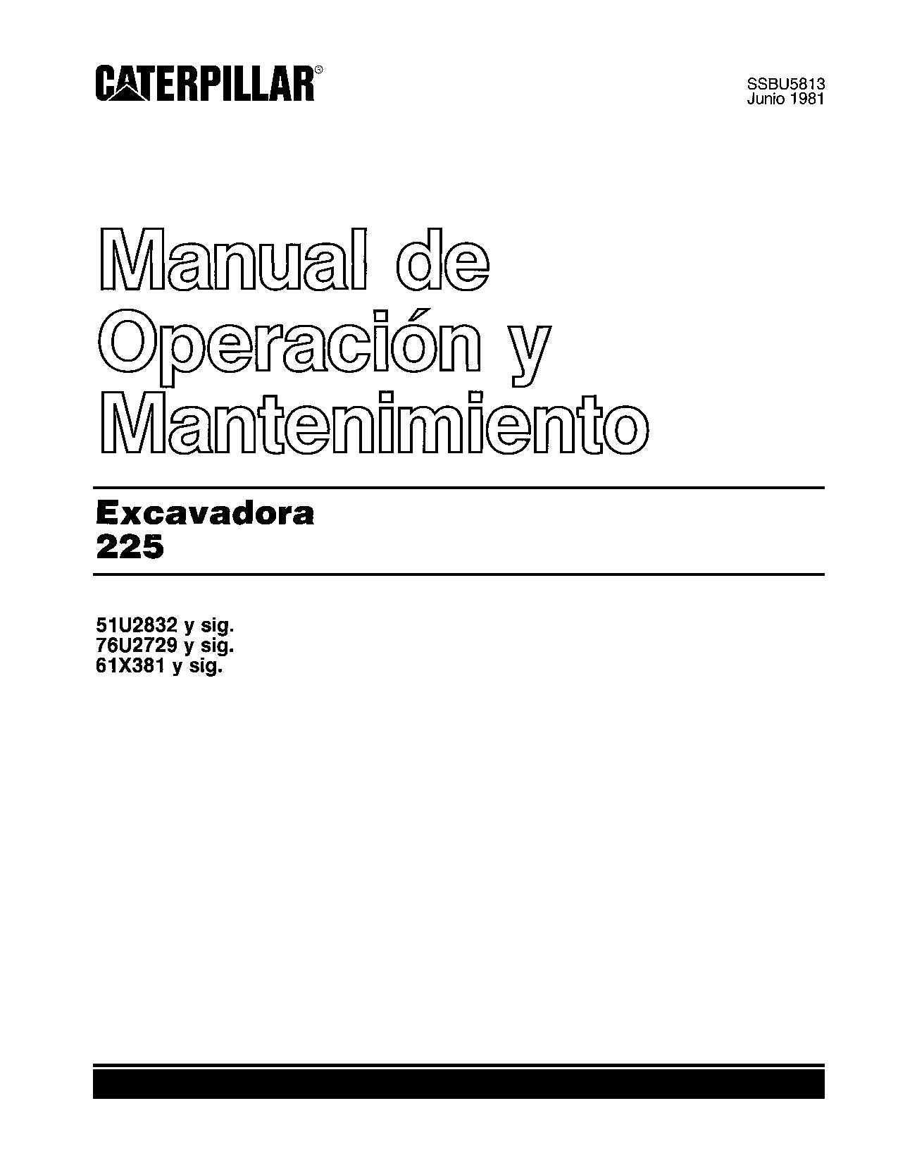 Caterpillar 225 Excavadora Manual de Operación y Mantenimiento Español
