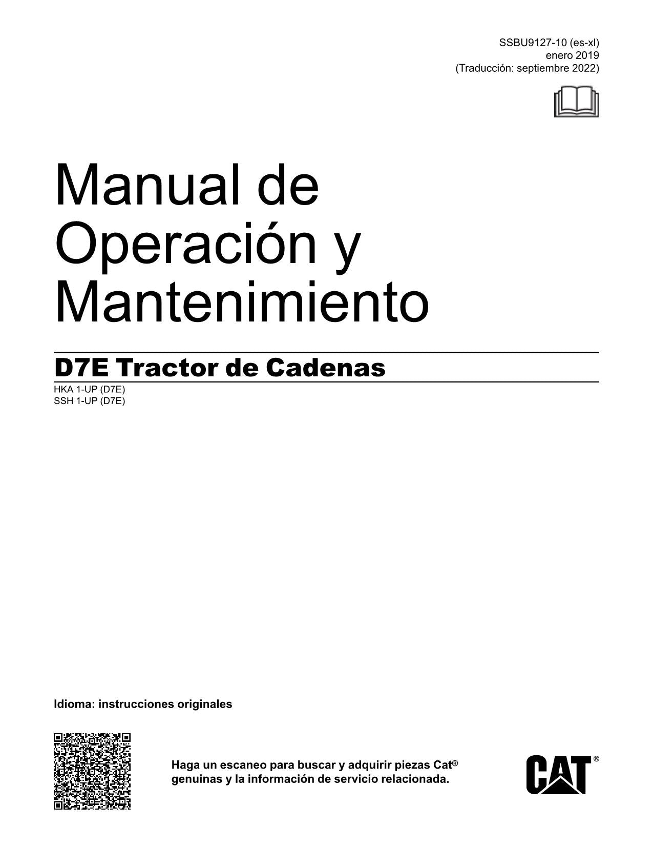 Caterpillar D7E Tractor de Cadenas Manual de Operación HKA1-Up SSH1-Up Español