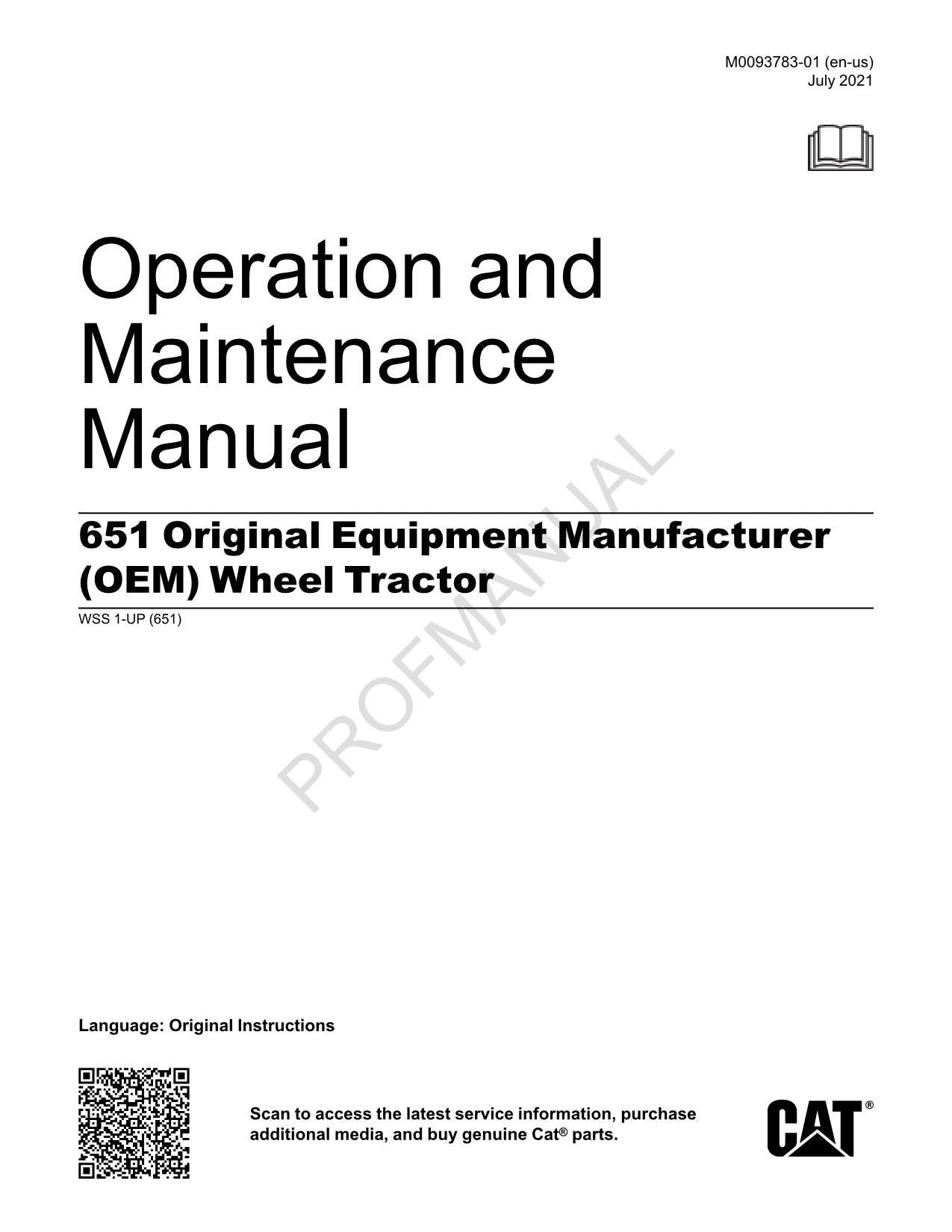 Manual del operador del tractor de ruedas del fabricante de equipos Caterpillar 651