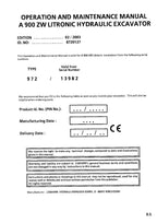 Liebherr A900 ZW Litronic  Excavator Operators manual