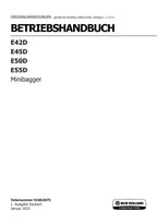 New Holland E42D E45D E50D E55D Bagger Betriebsanleitung 91862675