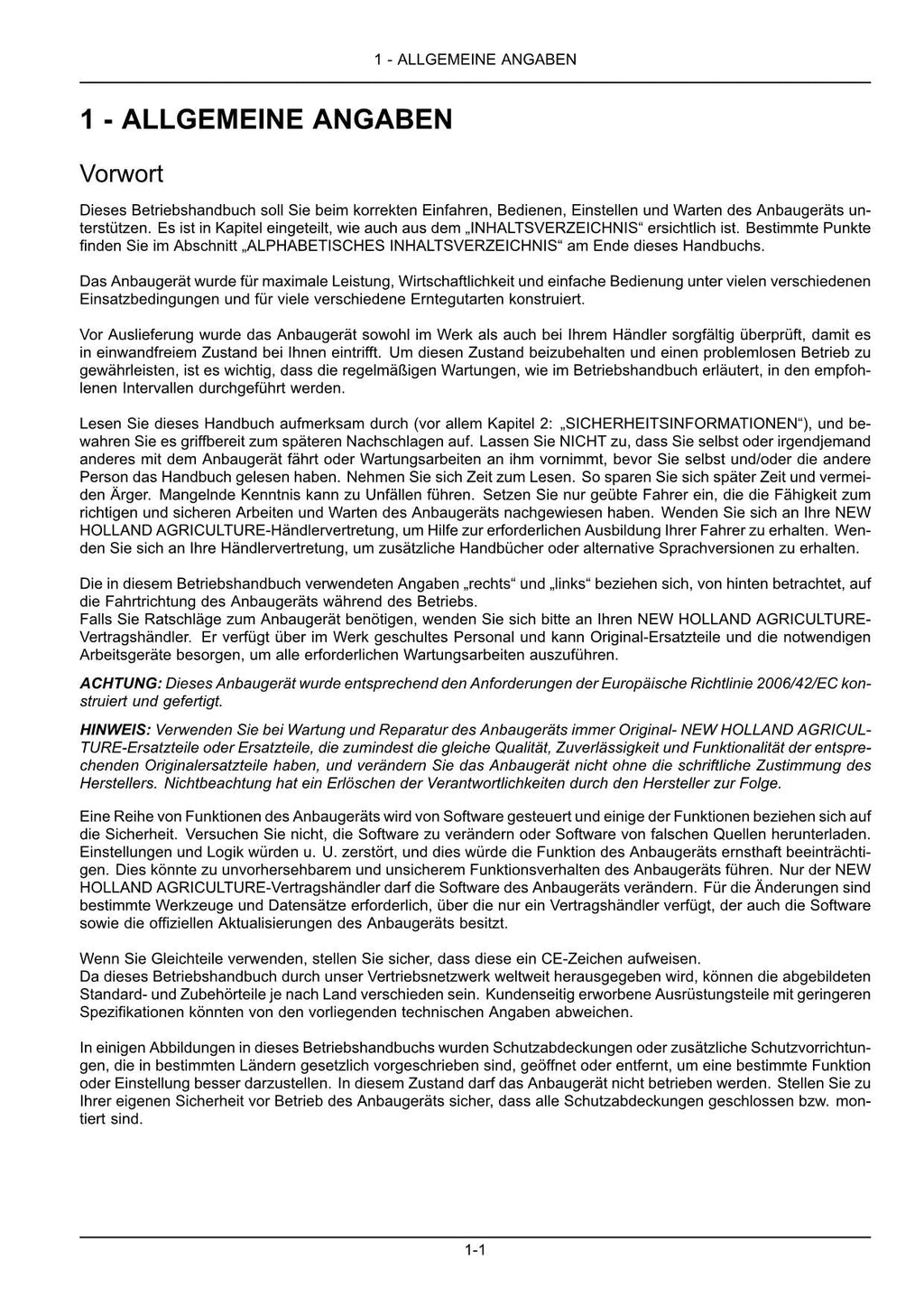 New Holland 300FP 380FP Schneidwerk Betriebsanleitung Ab 3463