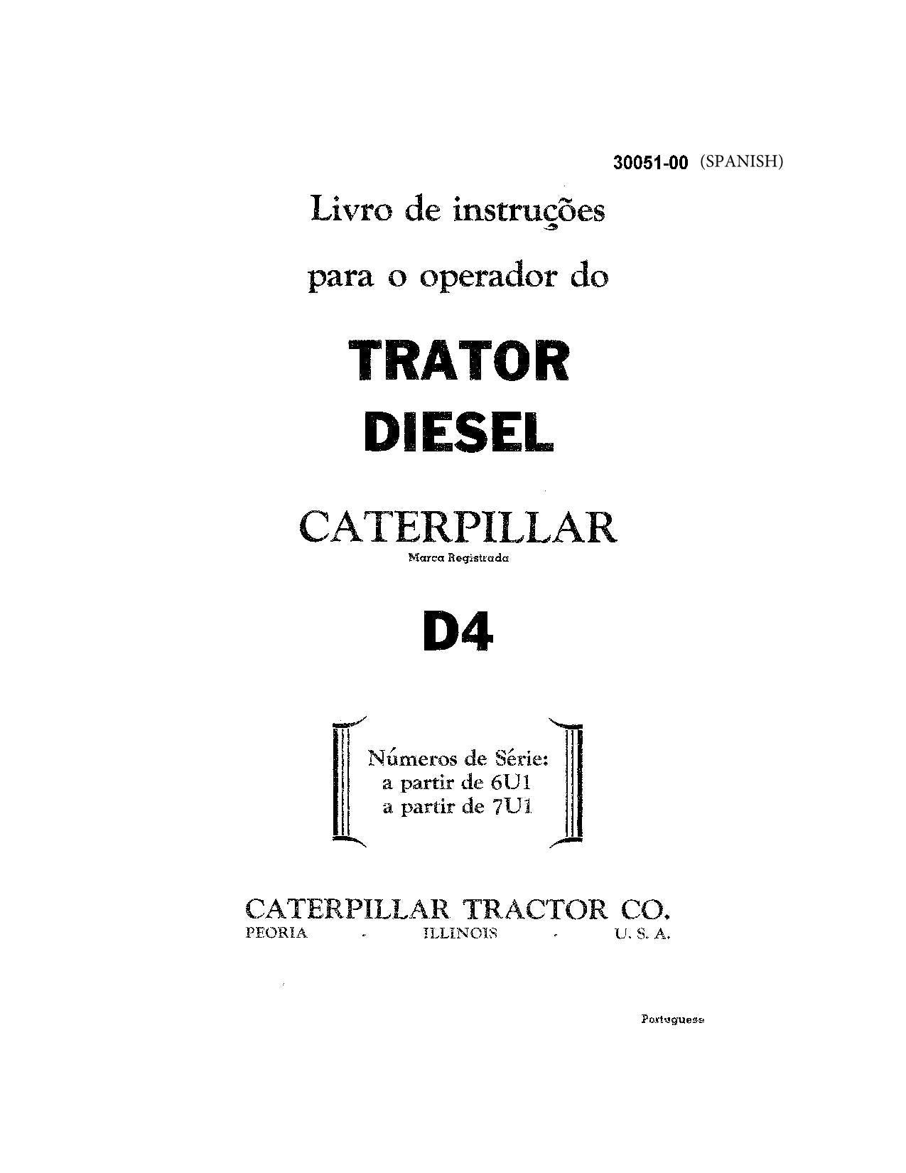 Caterpillar D4 Tractor de Cadenas Manual de Operación 7U1-Up 6U1-Up Español