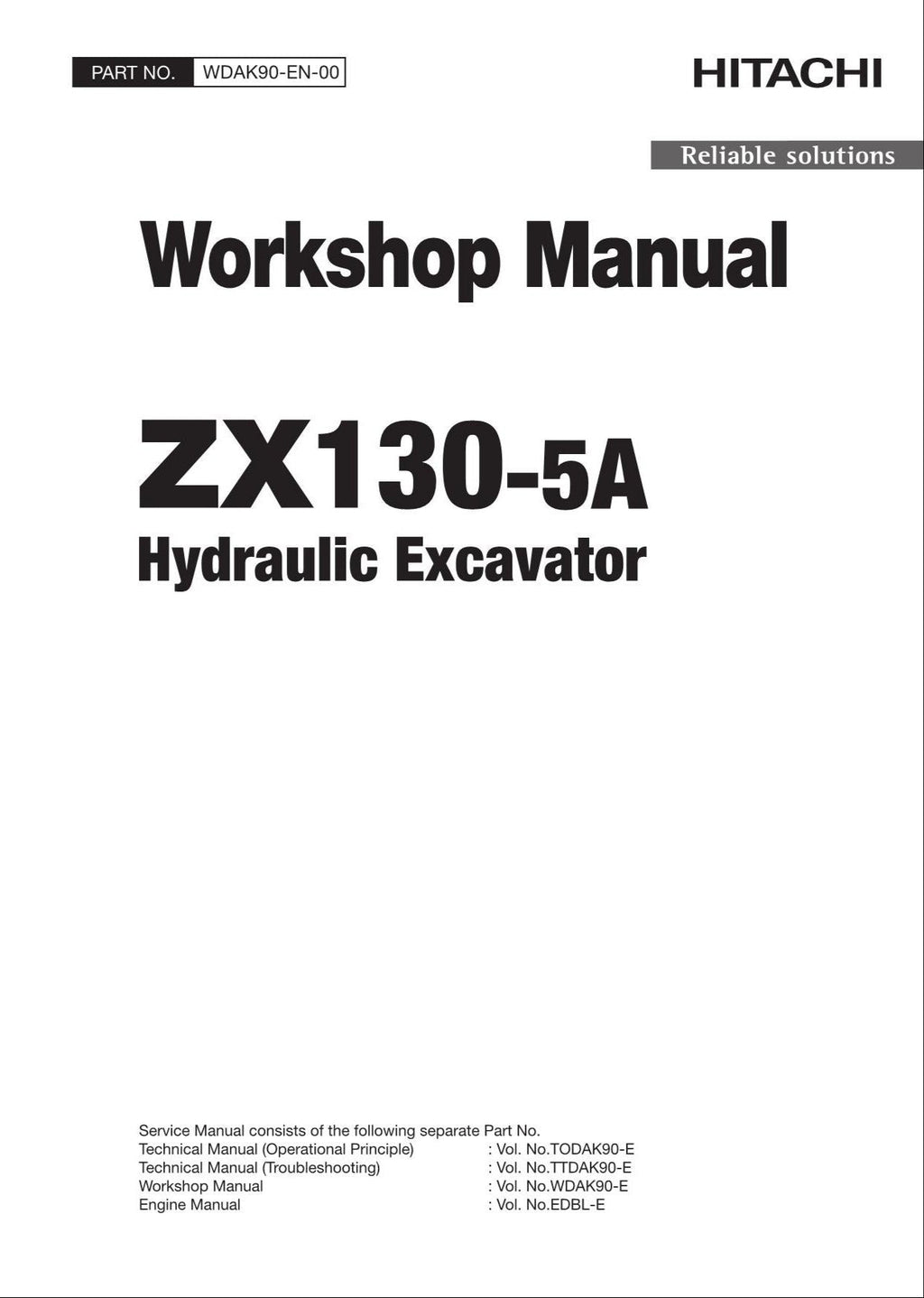 HITACHI ZAXIS ZX130-5A Excavator Workshop Service Manual