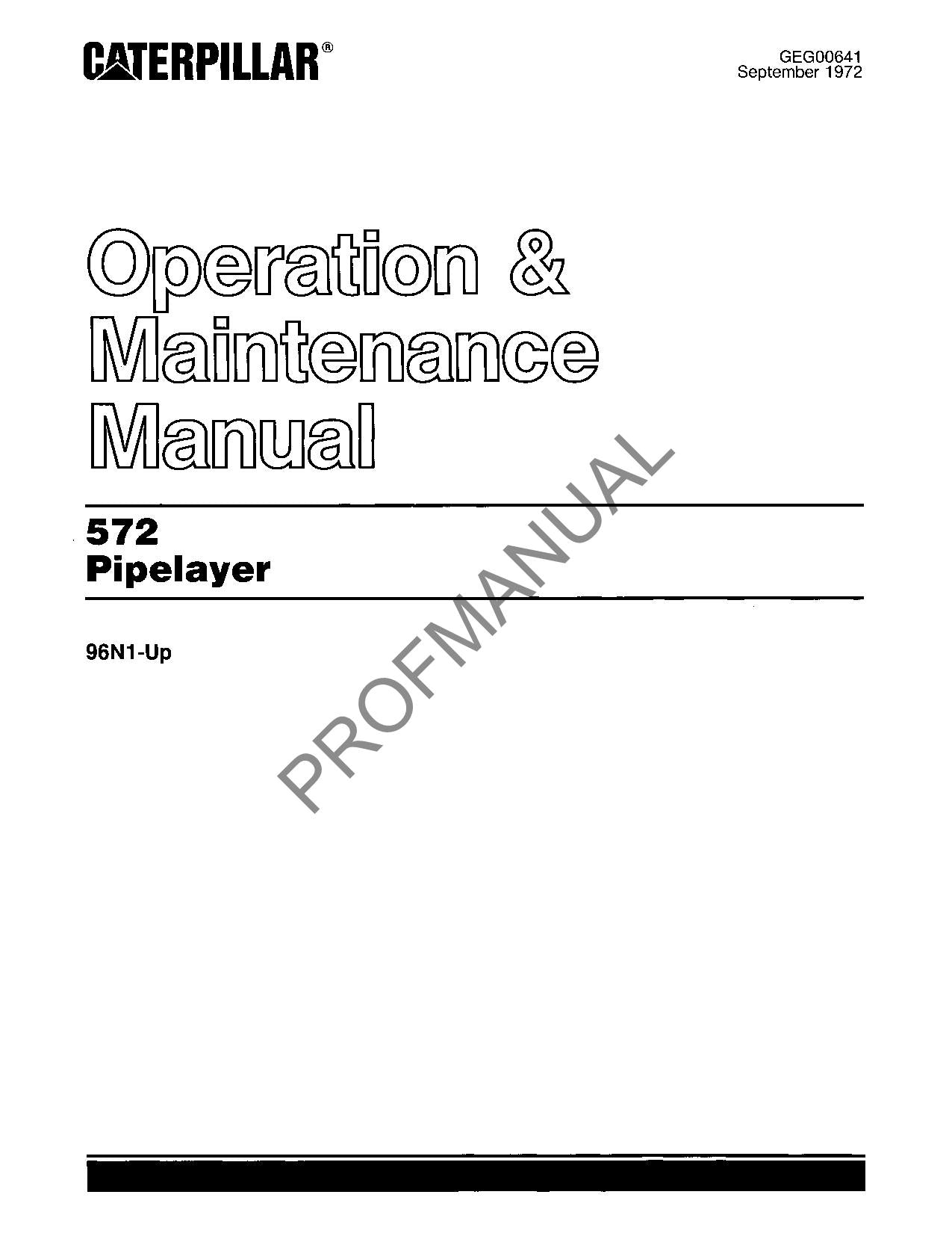 Manual de mantenimiento del operador del tiendetubos Caterpillar 572 96N1-Up