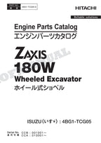 Manual del catálogo de piezas del motor HITACHI ZAXIS ZX180W ISUZU 4BG1-TCG05