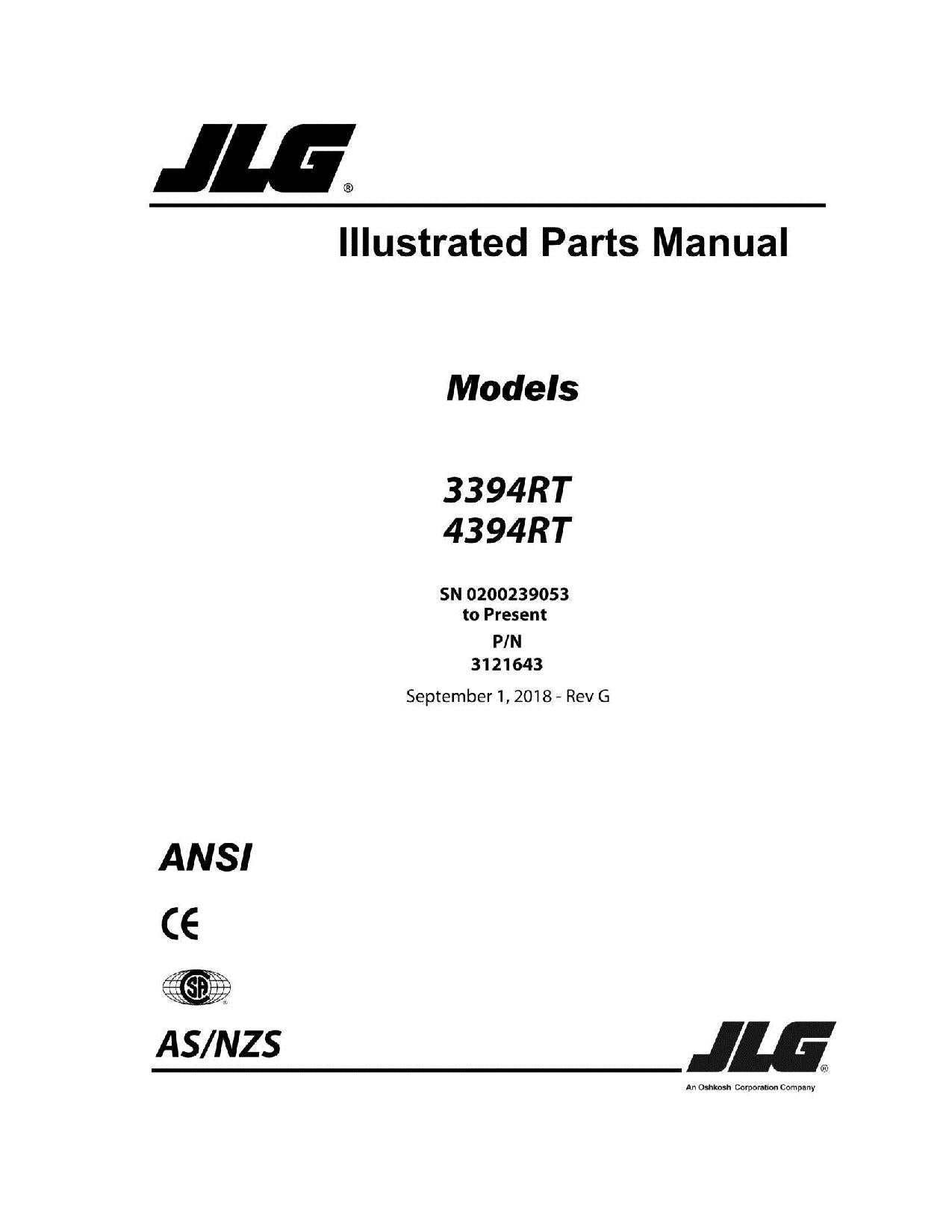 Catálogo de piezas del elevador de tijera JLG 3394RT 4394RT Manual 0200239053 al presente