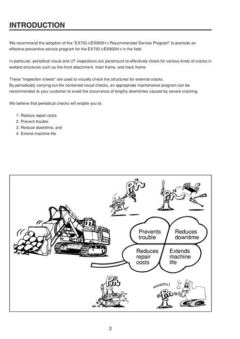 HITACHI EX750-5 EX800H-5 EXCAVATOR SERVICE MANUAL KO206B01
