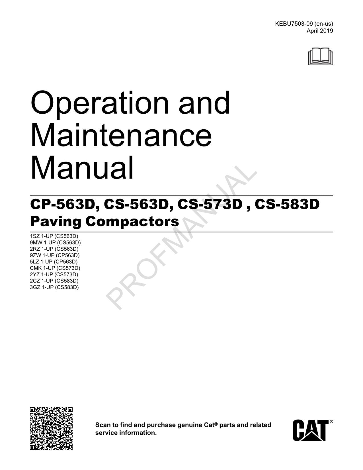 Manual del operador de la compactadora de pavimento Caterpillar CP 563D CS 563D CS 573D CS 583D