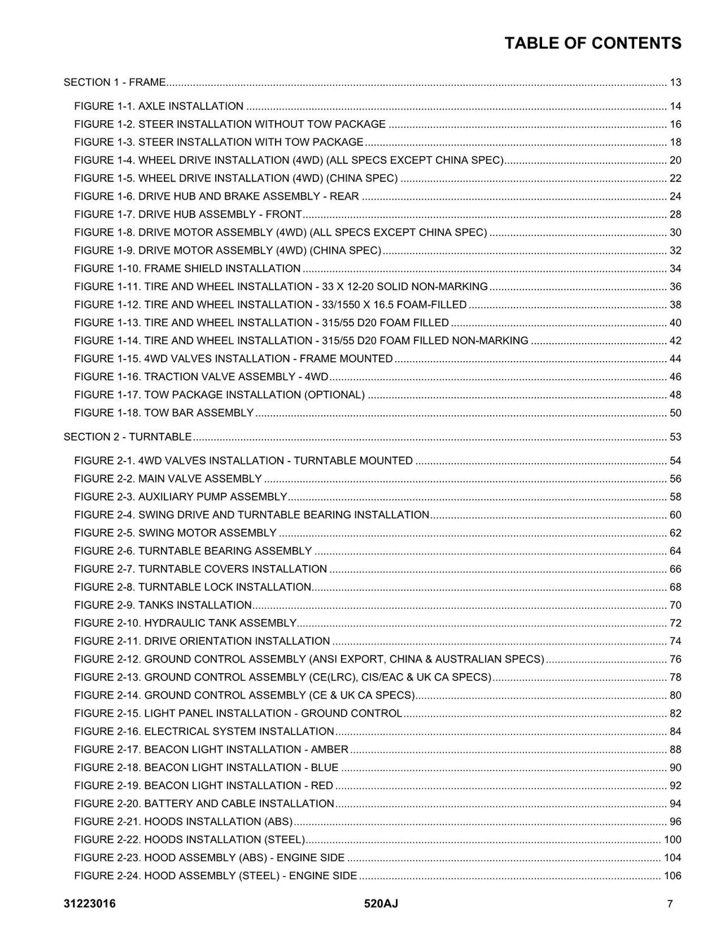 JLG 520AJ Boom Lift Parts Catalog Hard Copy Manual